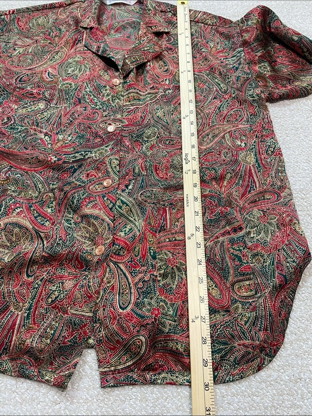 Victoria's Secret vintage 90s Paisley Button-Up Blouse in Red, Green & Gold